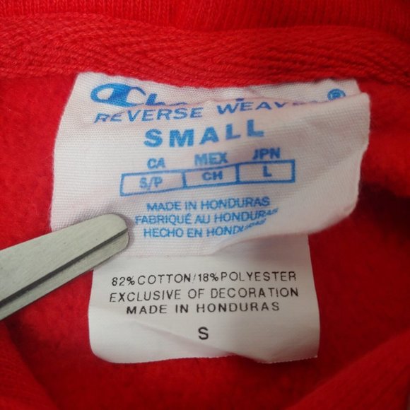 Champion Reverse Weave Mens Small Hooded Sweatshirt Red Heavyweight - Picture 8 of 9